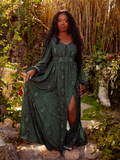 The model turns slightly to the side, showing the contoured fit through the waist and the soft cascade of fabric at the hips.