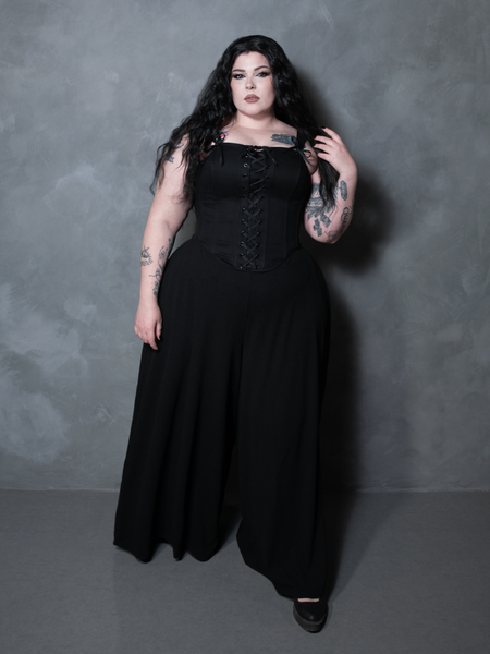 PRE-ORDER - Duchess Corset in Black Cotton Sateen