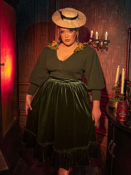 CRIMSON PEAK™ Edith Victorian Knit Cardigan in Olive