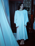 This ivory Victorian-inspired dress combines soft, breathable fabric with a graceful silhouette for gothic dreamers and vintage enthusiasts alike.