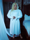Evoke gothic romance with this Victorian-inspired sleeping dress, its soft ivory fabric and timeless design creating an enchanting aesthetic.
