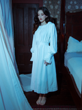 Slip into gothic elegance with this ivory sleeping dress, featuring Victorian-inspired details and a flowing design for timeless allure.