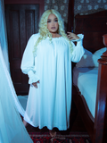 Graceful and gothic, this ivory sleeping dress exudes timeless beauty, with a flowing fit and Victorian details perfect for ethereal nights.