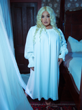 Hauntingly beautiful, the Victorian Sleeping Dress in Ivory is a masterpiece of soft fabrics and vintage-inspired detailing for gothic evenings.