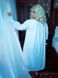The Nosferatu Sleeping Dress in Ivory captures quiet elegance, featuring Victorian touches and flowing lines for a serene gothic look.