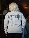 Adorned with Nosferatu’s sinister contract, this bone-toned sweatshirt offers a ghostly aesthetic for chilly nights or casual gothic elegance.