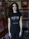 Hauntingly chic, the Count Orlock Sigil T-shirt features intricate detailing on a soft black canvas, merging gothic nostalgia with everyday style.