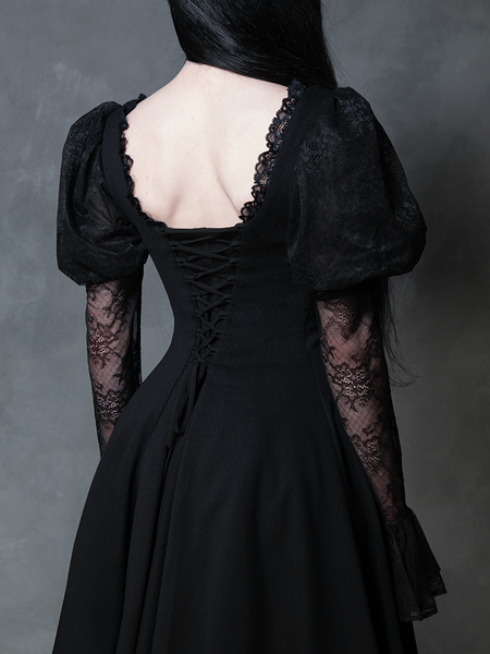Renaissance Flared Dress in Black