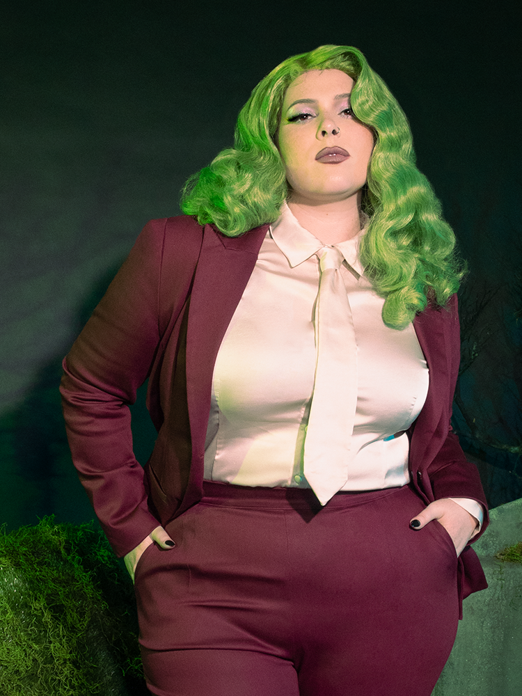 Bowie Blouse w/Matching Tie in Tea Stained Charmeuse