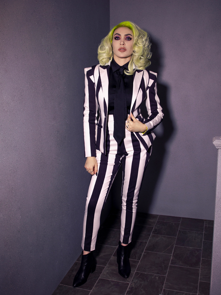 Bowie Blouse w/Matching Tie in Black Charmeuse