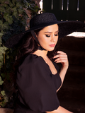The Lydia Sun Hat from goth clothing brand La Femme en Noir.