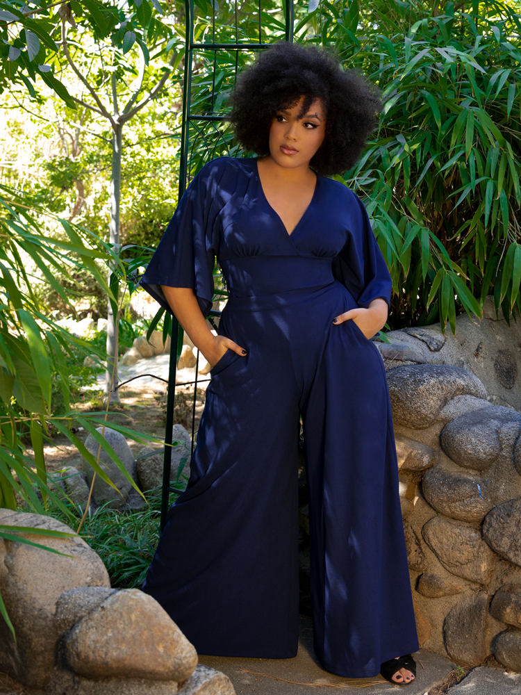 FINAL SALE - Black Widow Palazzo Pants in Navy