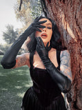 PRE-ORDER - Faux Leather Opera Gloves in Black