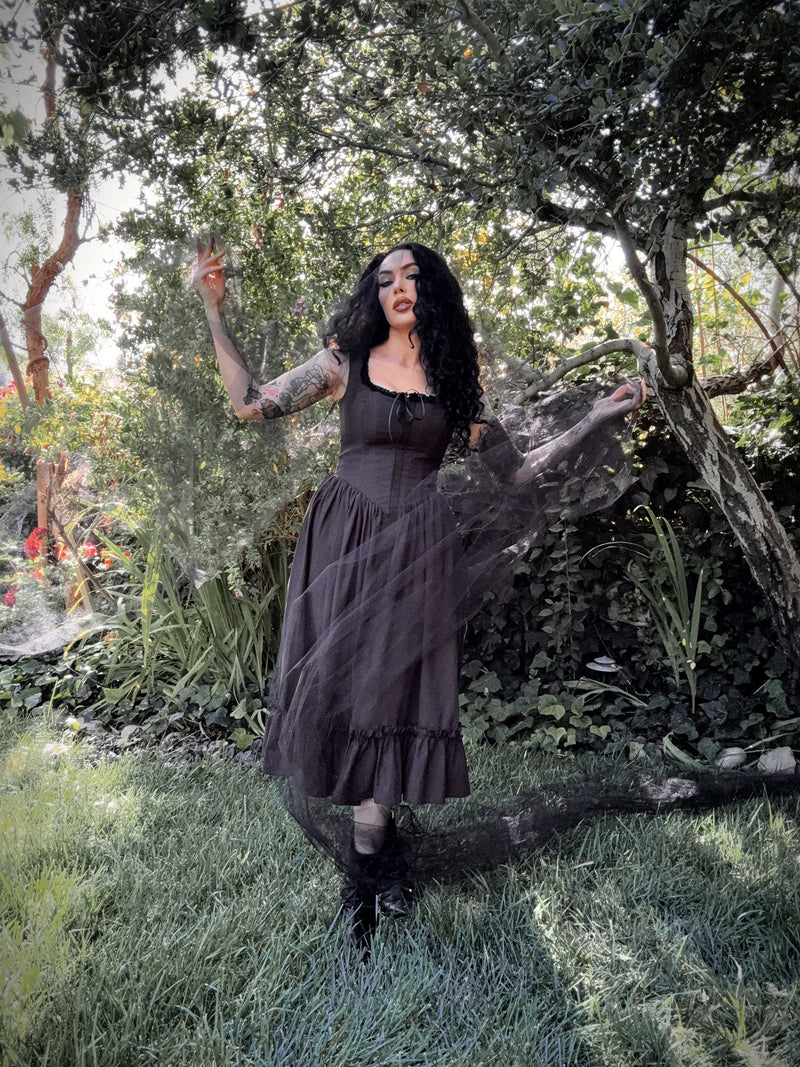 COMING BACK SOON - Nightshade Underpinning Dress in Antique Black