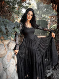 Juliet Sheer Lace Maxi Dress in Black