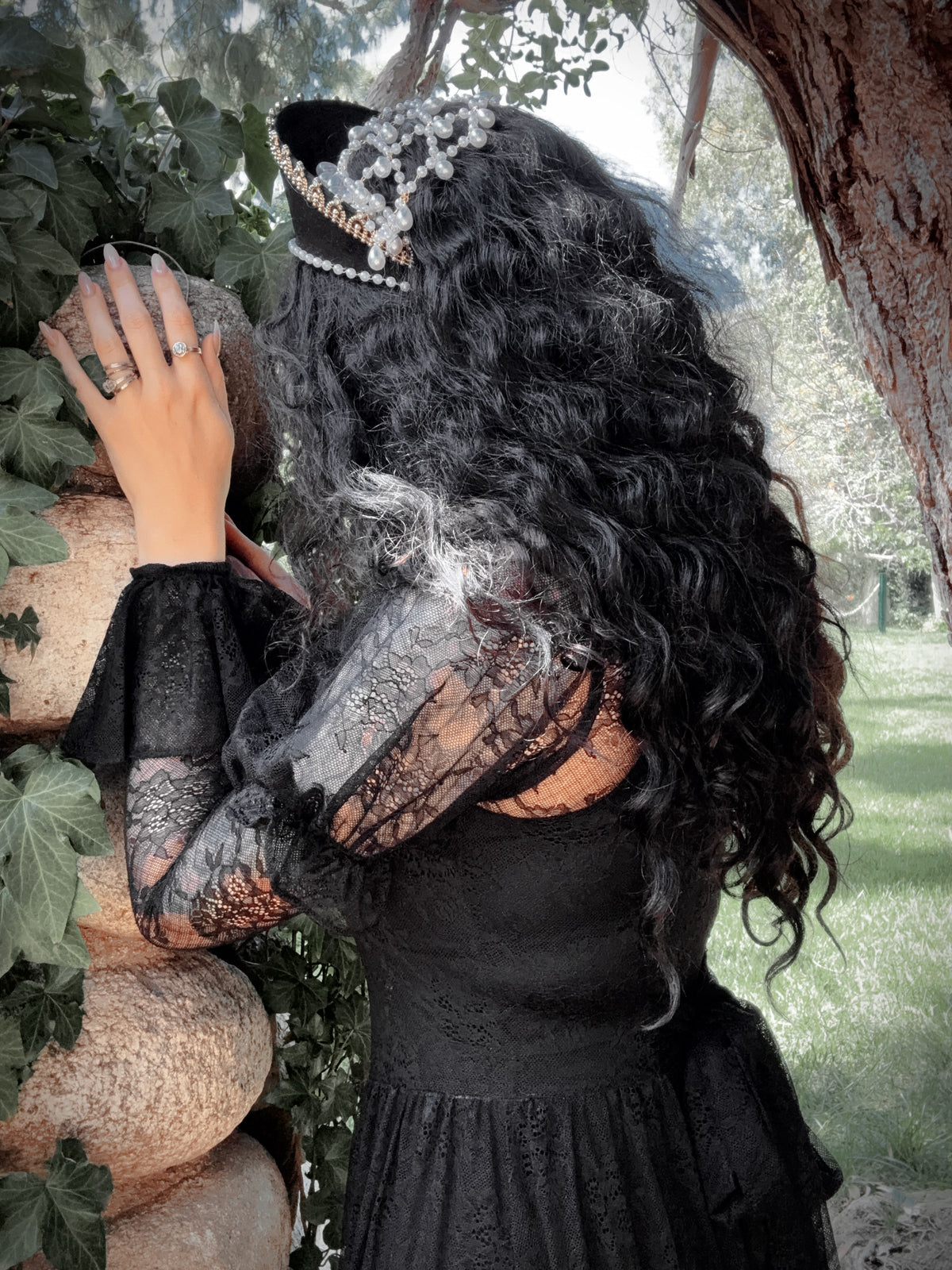 Juliet Sheer Lace Maxi Dress in Black