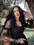Juliet Sheer Lace Maxi Dress in Black