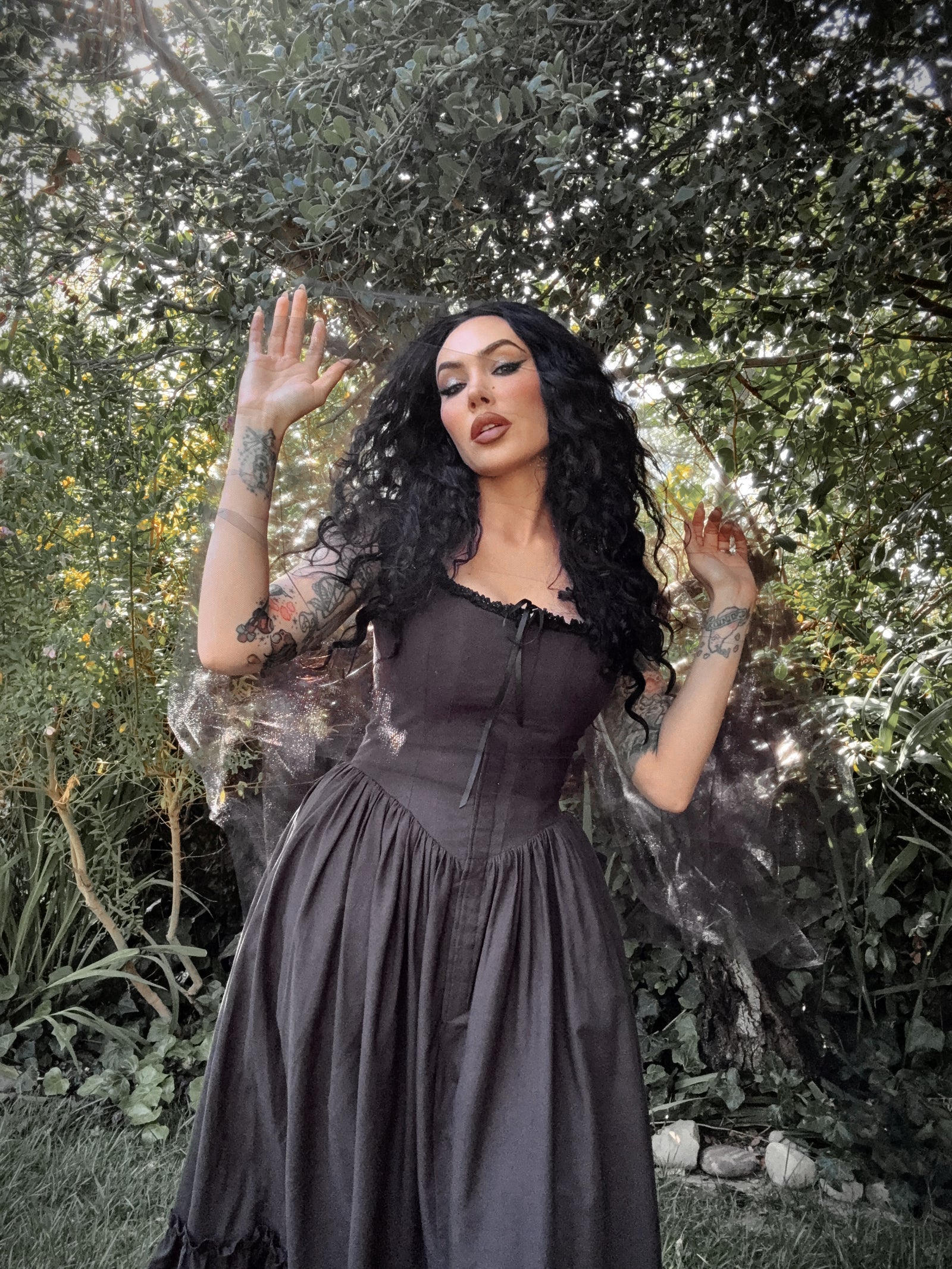 COMING BACK SOON - Nightshade Underpinning Dress in Antique Black