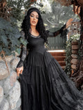Juliet Sheer Lace Maxi Dress in Black