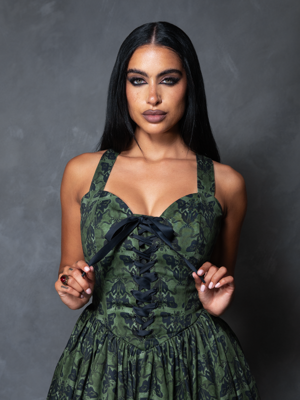 PRE-ORDER - CRIMSON PEAK Ambrosia Dress in Moth Print