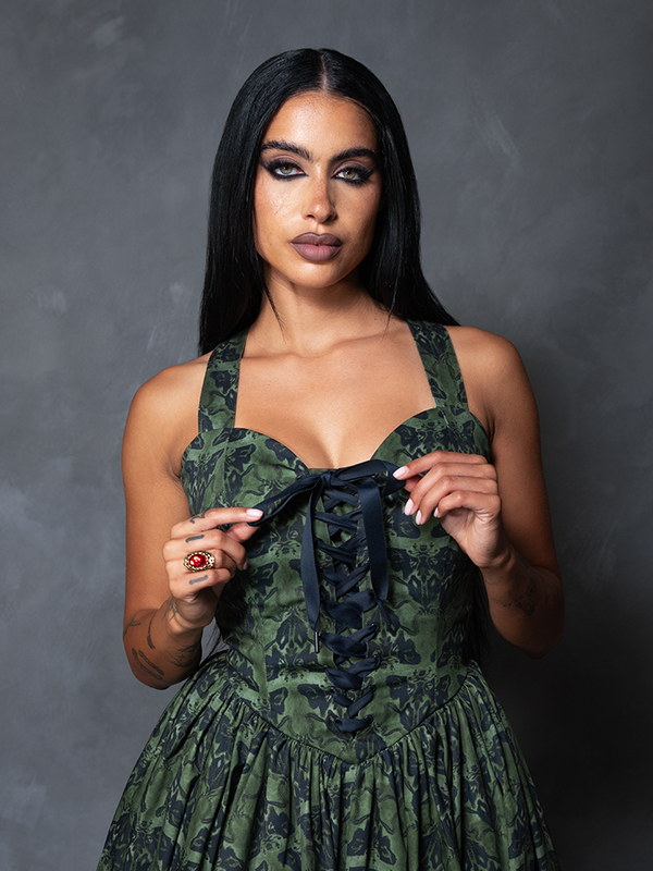PRE-ORDER - CRIMSON PEAK Ambrosia Dress in Moth Print