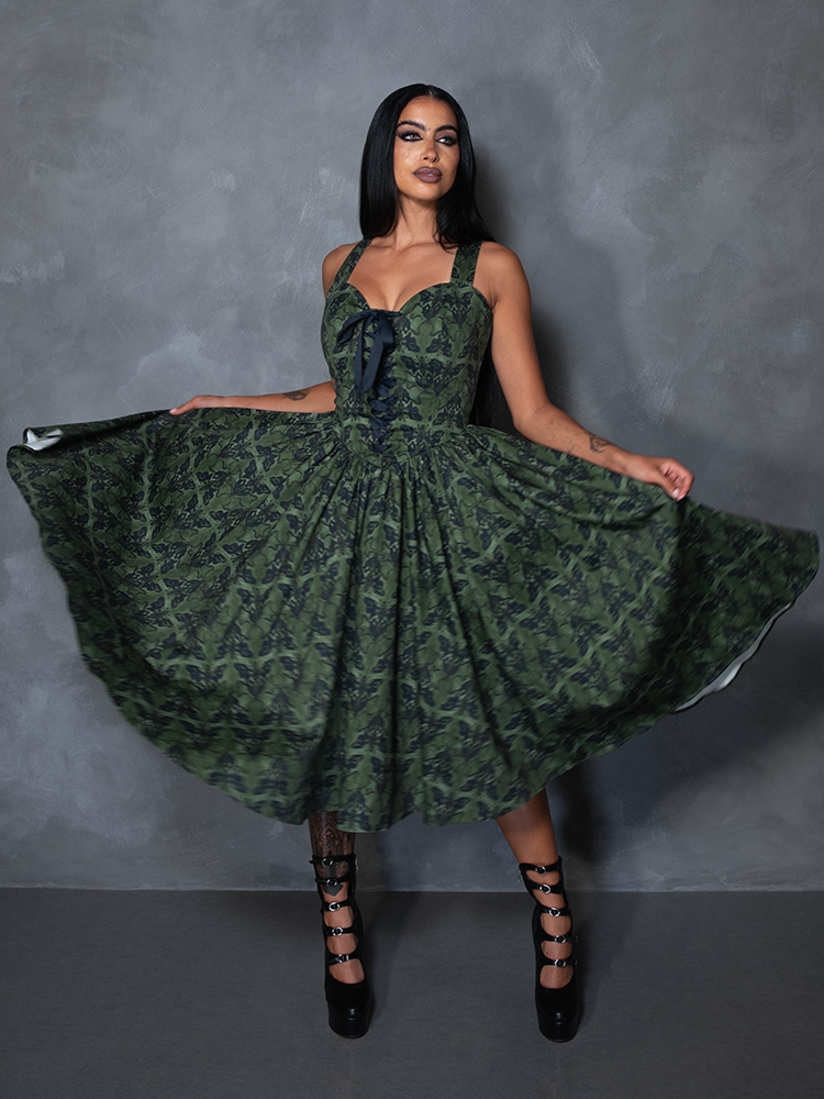 PRE-ORDER - CRIMSON PEAK Ambrosia Dress in Moth Print