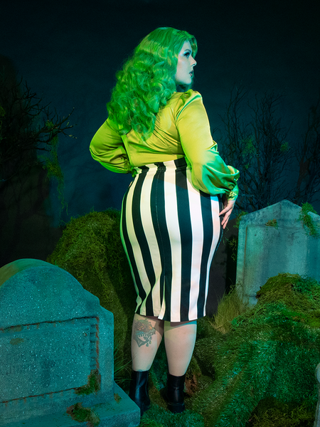 PRE-ORDER - BEETLEJUICE™ Striped Pencil Skirt