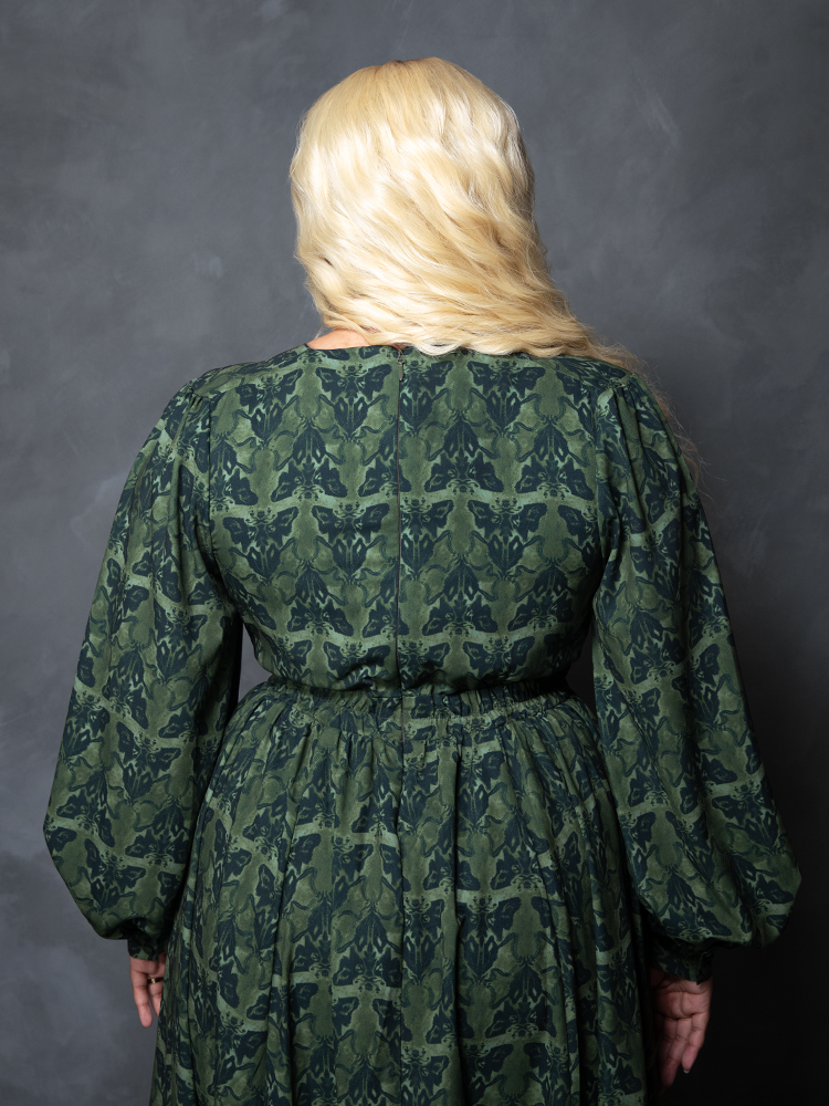 PRE-ORDER - CRIMSON PEAK Belladonna Maxi Dress in Allerdale Moth Wallpaper Print