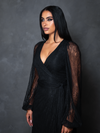PRE-ORDER - Black Widow Wrap Gown in Black Lace