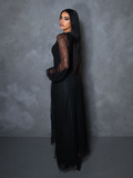 PRE-ORDER - Black Widow Wrap Gown in Black Lace