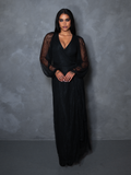 PRE-ORDER - Black Widow Wrap Gown in Black Lace