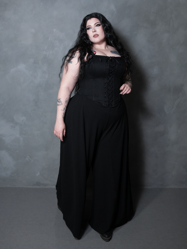 PRE-ORDER - Duchess Corset in Black Cotton Sateen