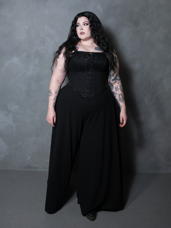 PRE-ORDER - Duchess Corset in Black Cotton Sateen