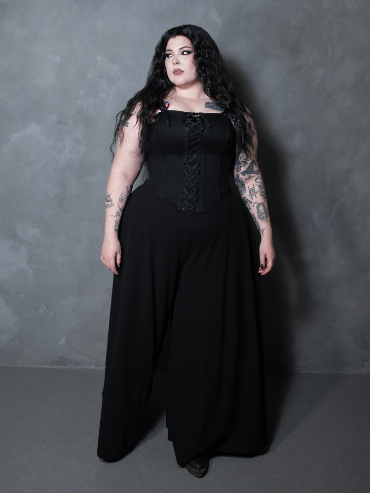 PRE-ORDER - Duchess Corset in Black Cotton Sateen