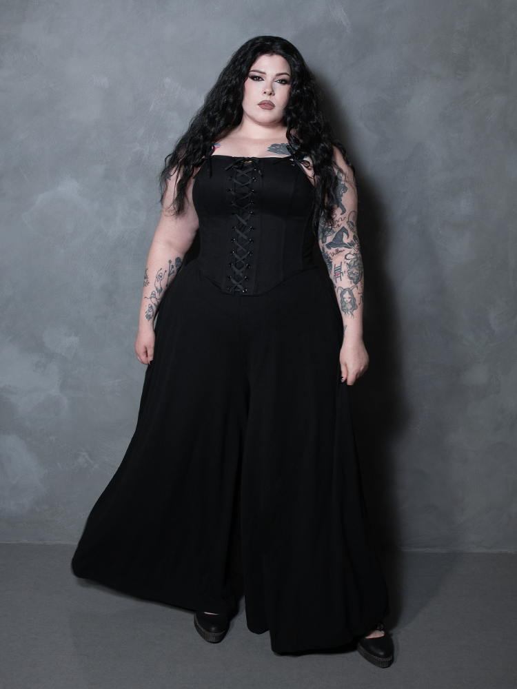 Black Widow Palazzo Pants in Black