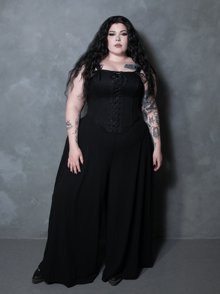 PRE-ORDER - Duchess Corset in Black Cotton Sateen