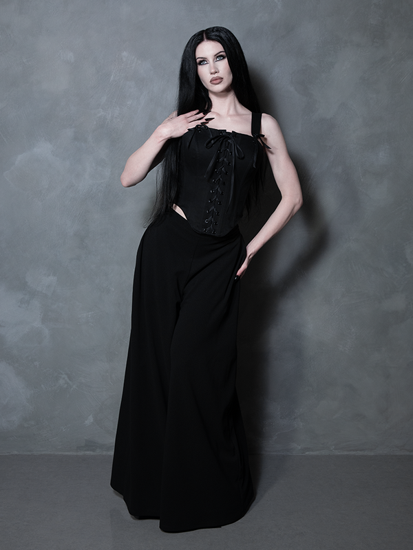 Black Widow Palazzo Pants in Black