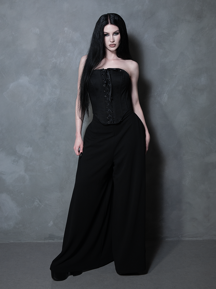Black Widow Palazzo Pants in Black