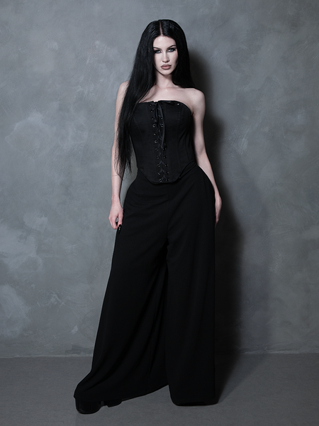 Black Widow Palazzo Pants in Black