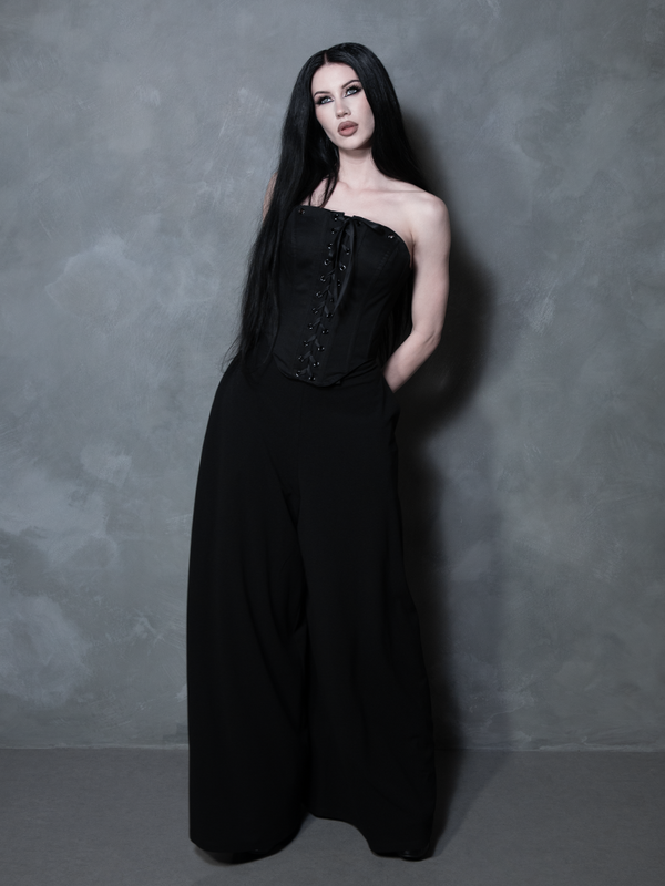 PRE-ORDER - Duchess Corset in Black Cotton Sateen