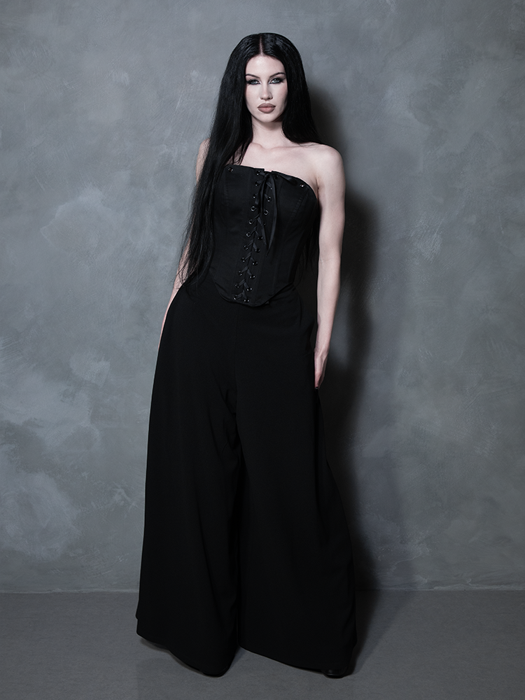 PRE-ORDER - Duchess Corset in Black Cotton Sateen