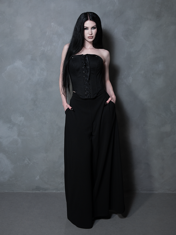 PRE-ORDER - Duchess Corset in Black Cotton Sateen