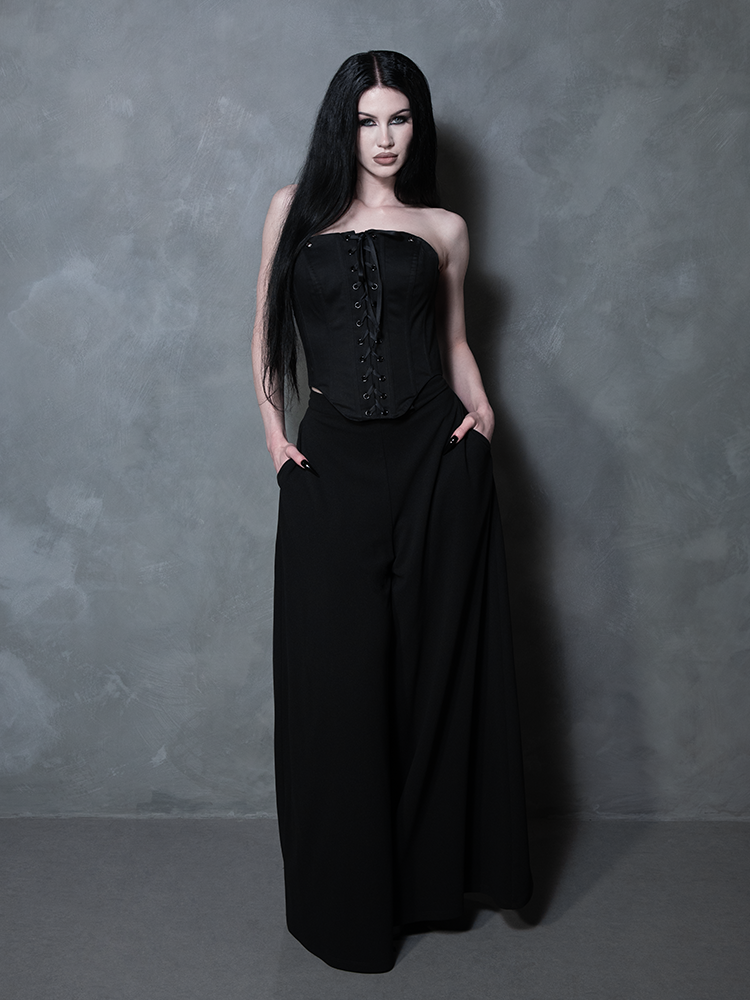 PRE-ORDER - Duchess Corset in Black Cotton Sateen