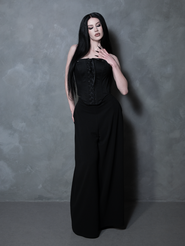 PRE-ORDER - Duchess Corset in Black Cotton Sateen