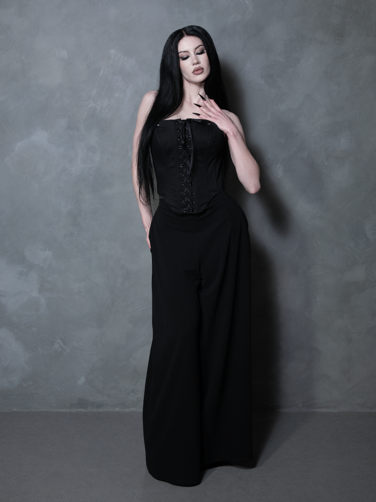 Black Widow Palazzo Pants in Black