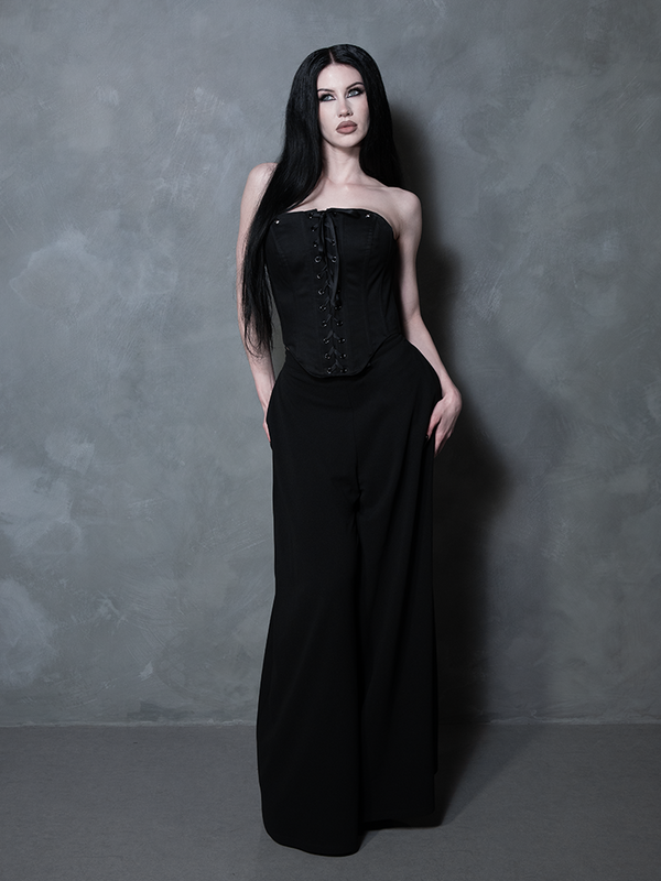 PRE-ORDER - Duchess Corset in Black Cotton Sateen