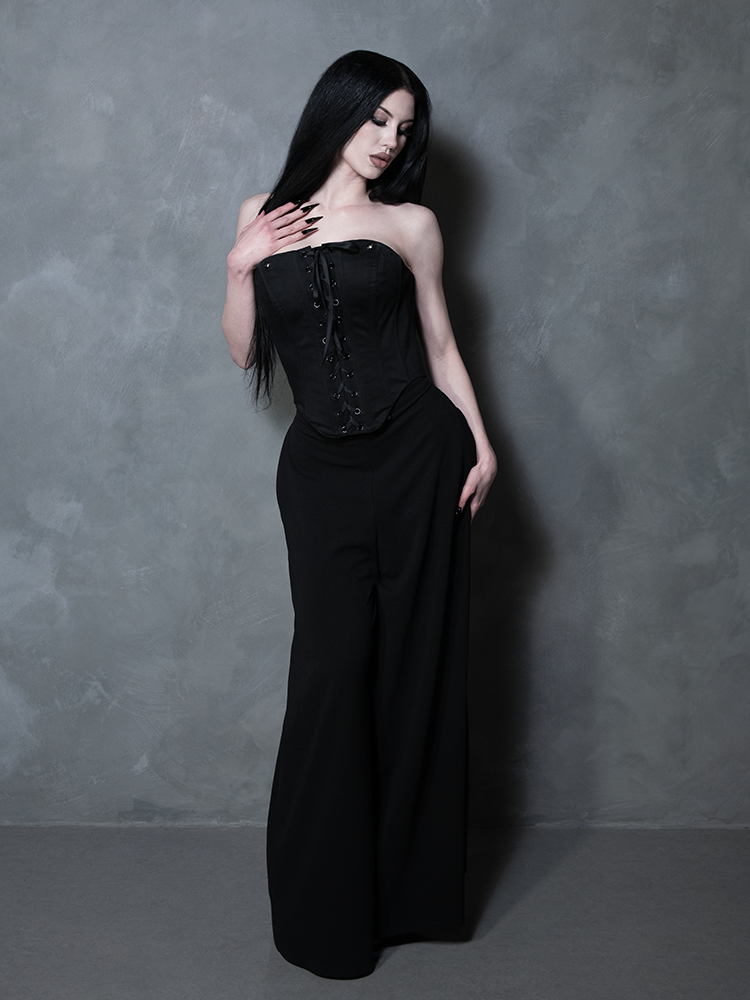 PRE-ORDER - Duchess Corset in Black Cotton Sateen