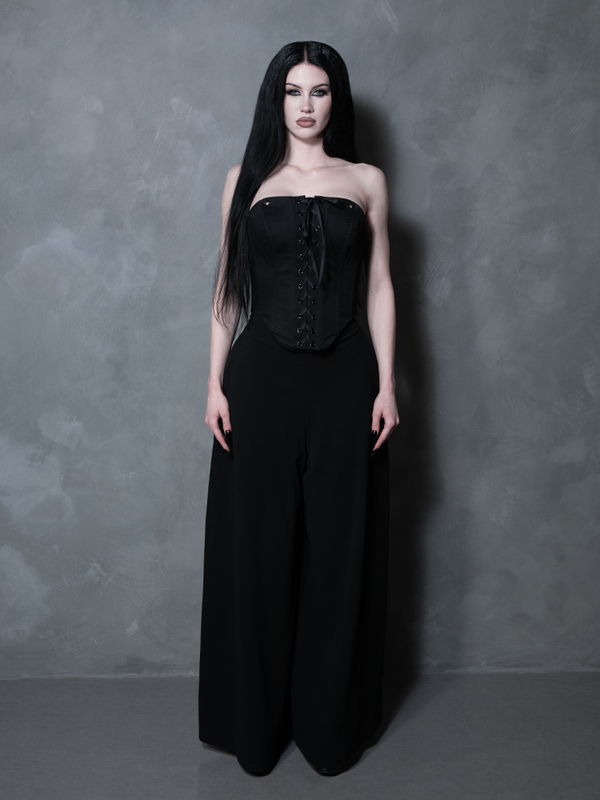PRE-ORDER - Duchess Corset in Black Cotton Sateen