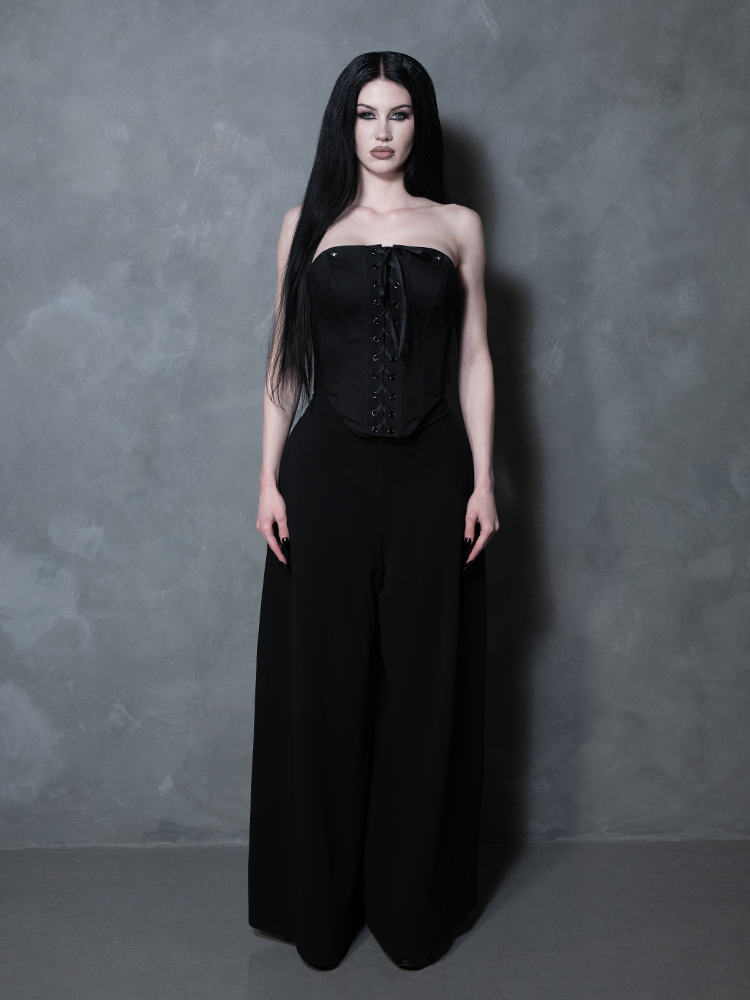 Black Widow Palazzo Pants in Black
