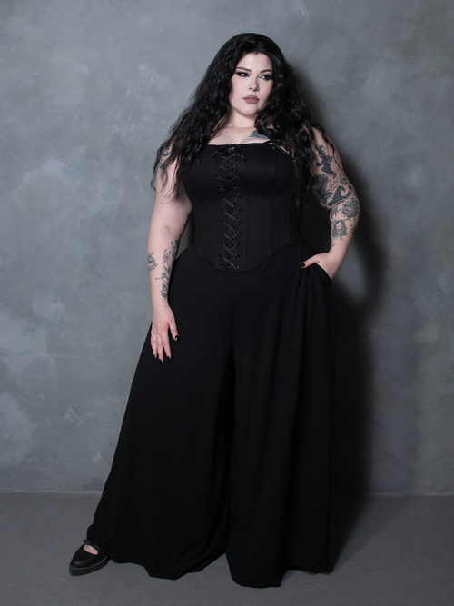 Black Widow Palazzo Pants in Black